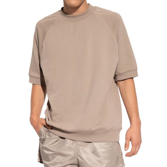 Fear of God Essentials Short Sleeves Taupe Greige Cotton Sweatshirt Size L - Picture 2 of 9